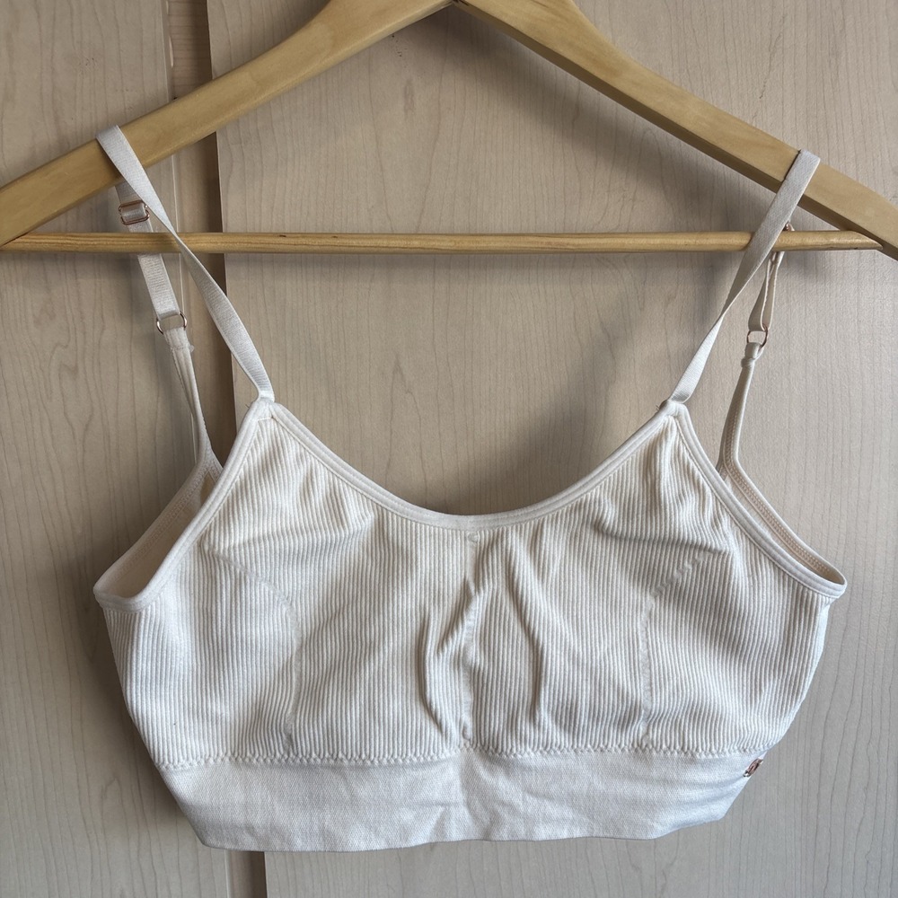 DANSKIN Intimates Modern Wireless Ribbed Pullover Bralette Womens Large Ivory